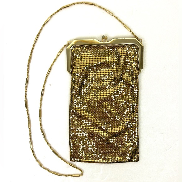Vintage Whiting & Davis Metallic Gold Mesh Shoulder Handbag - Picture 15 of 15